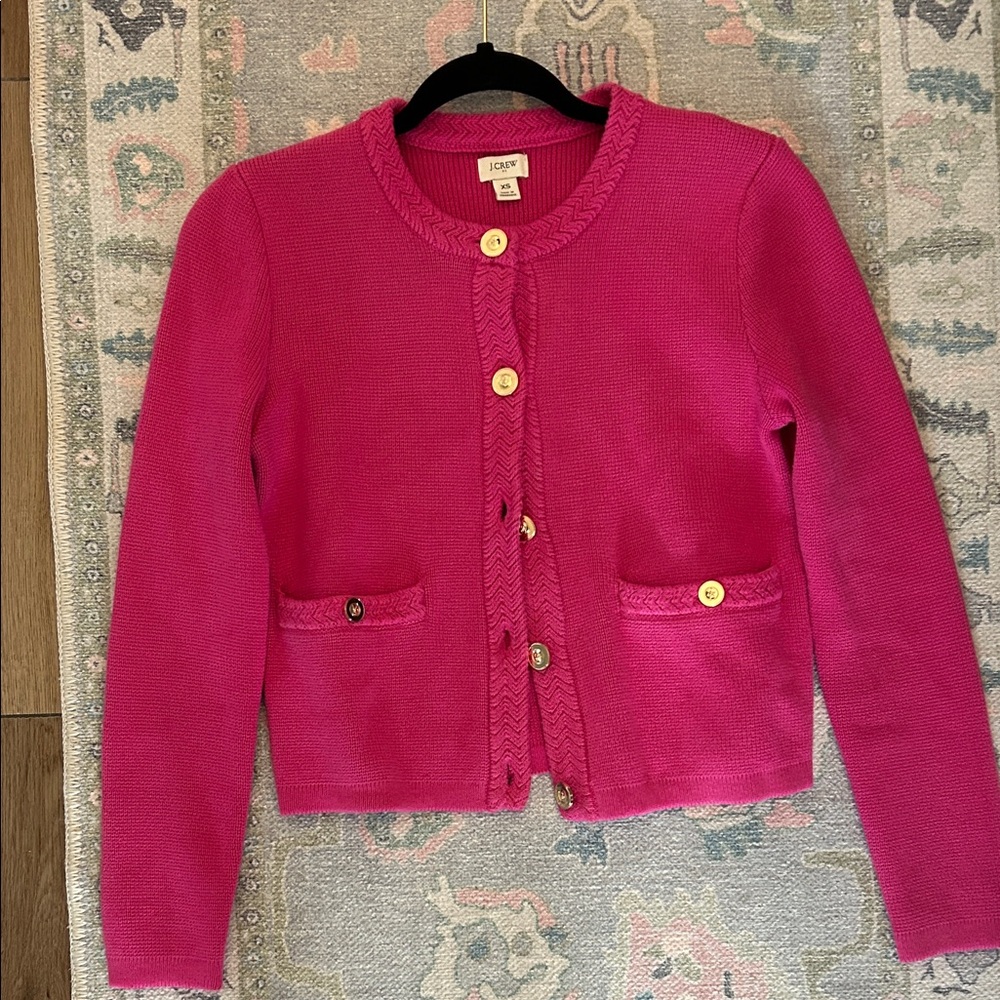 J. Crew Fuchsia Button-Up Cardigan